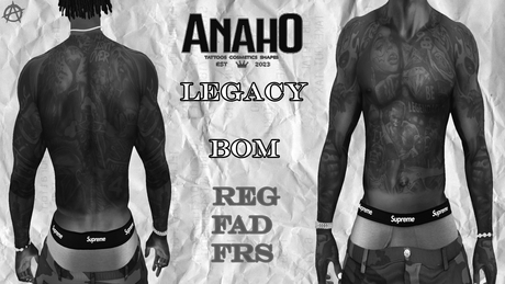 Second Life Marketplace - ANAHO /\ Legendary Full Body Tattoo (Unisex) DEMO